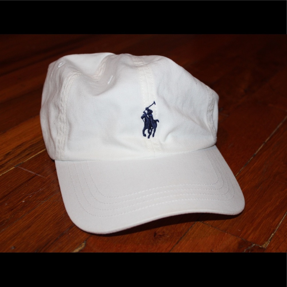 White Polo Ralph Lauren Hat w/ Blue Logo